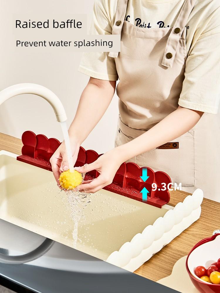 Bathroom Water Barrier Silicone Sink Splash Guard Bathroom Sink Kitchen Sink Edge Anti-Splash Barrier