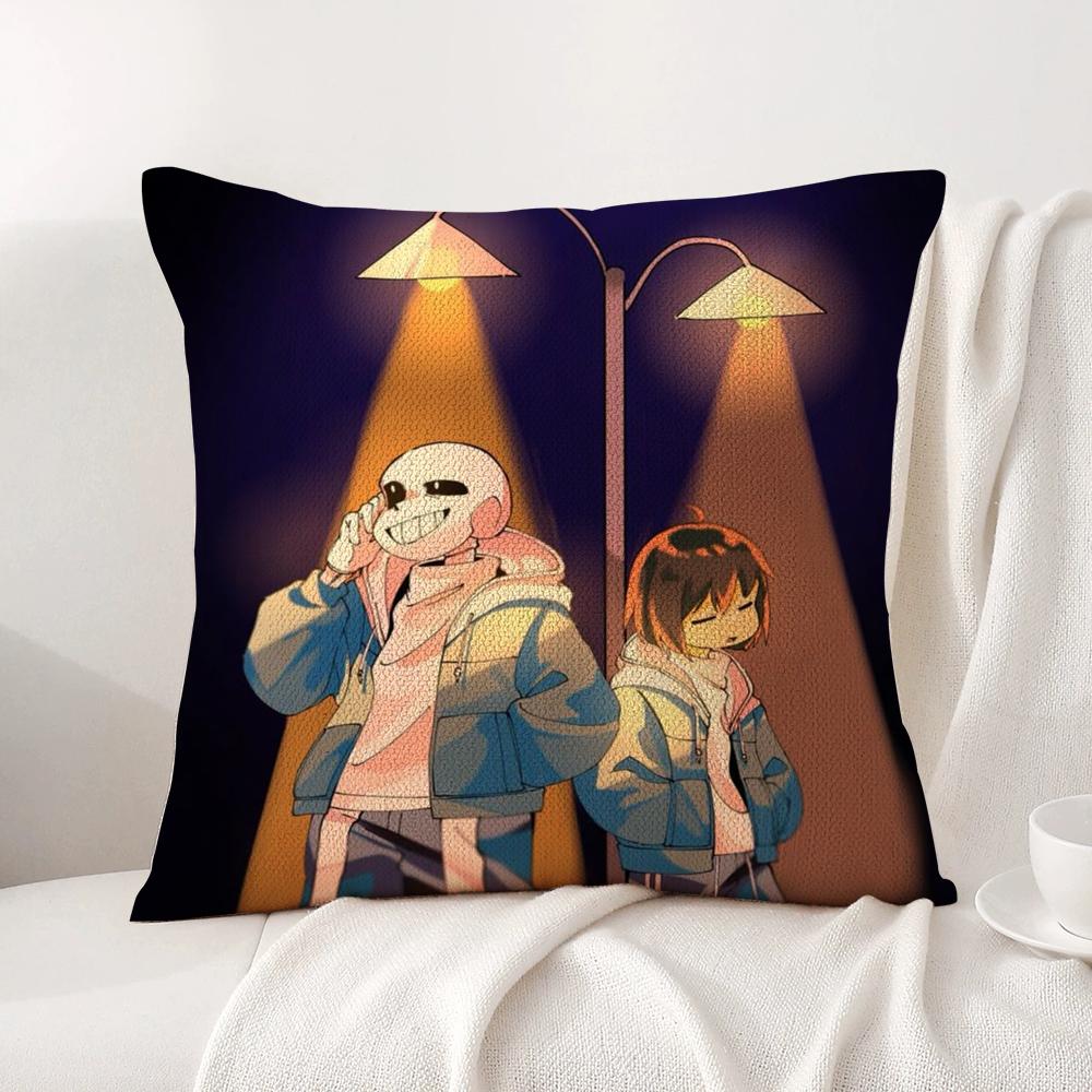 Game U-Undertale Cushion Cover Summer Coolness Linen Fabric Double-Sided Printing Pillow Case Sofa Home Decor Gift