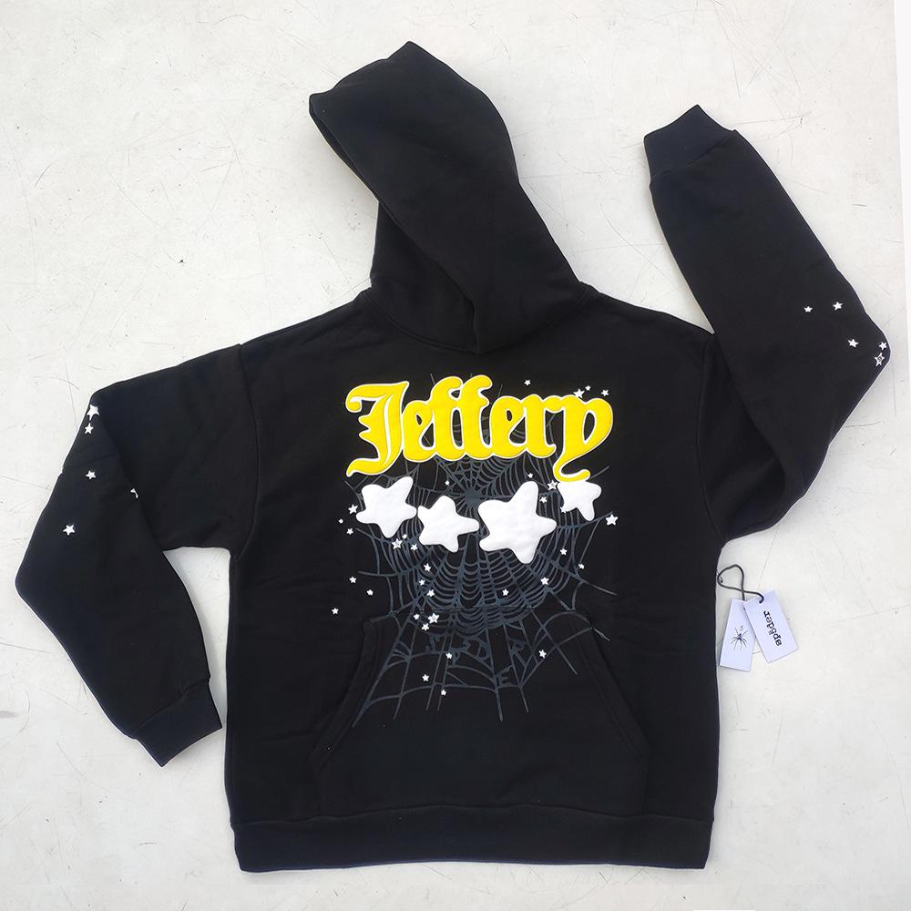 Heavyweight Spider Web Foam Print Fleece Hoodie (450G)