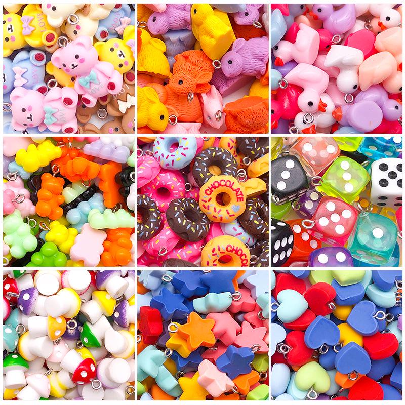 Resin Duck Mushroom Donut Bear Pendant DIY Earrings Keychain Accessories
