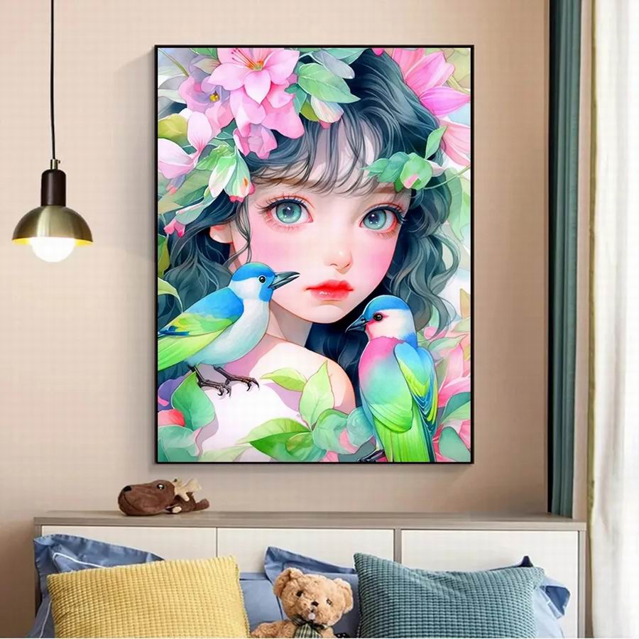 Алмазная картина с изображением девушки из мультфильма, новые поступления, Diy, полная квадратная круглая дрель, стразы, вышивка, цветы и птицы, мозаика, наборы для вышивки крестом, декор стен
