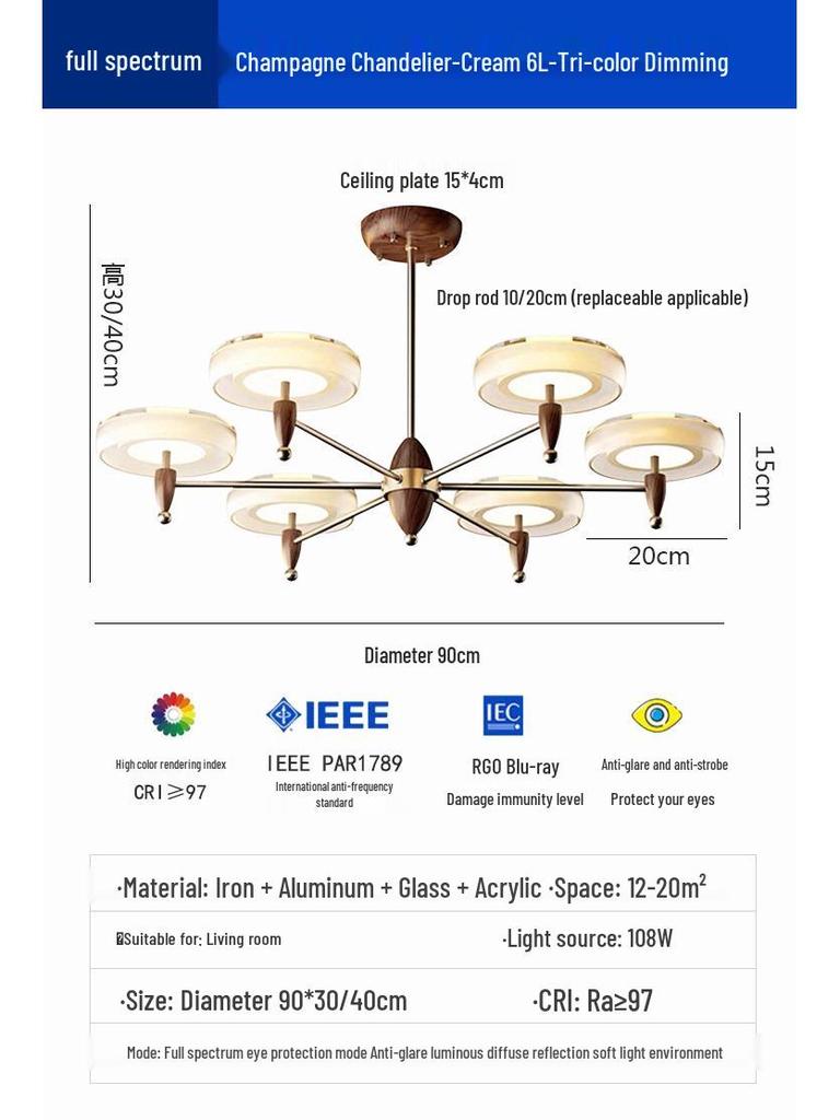 Французский винтажный стиль Современная минималистичная люстра для столовой, кабинета, спальни или прохода