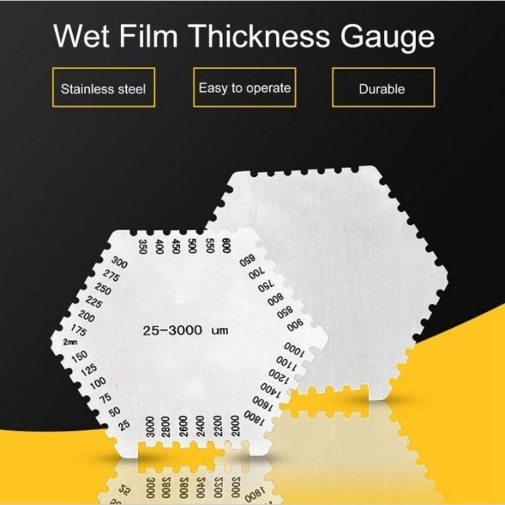 Stainless Steel Paint Coating Hexagon Wet Film Comb Anticorrosion Not Easy To Rust Wet Diaphragm Thickness Gauge Silver