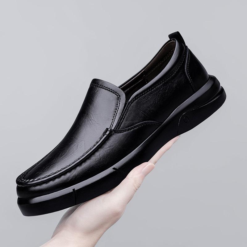 Men Genuine Leather Business Slip On Shoes Office Walking Commuting Travel Smart Casual Comfortable Footwear Sizes 38-46