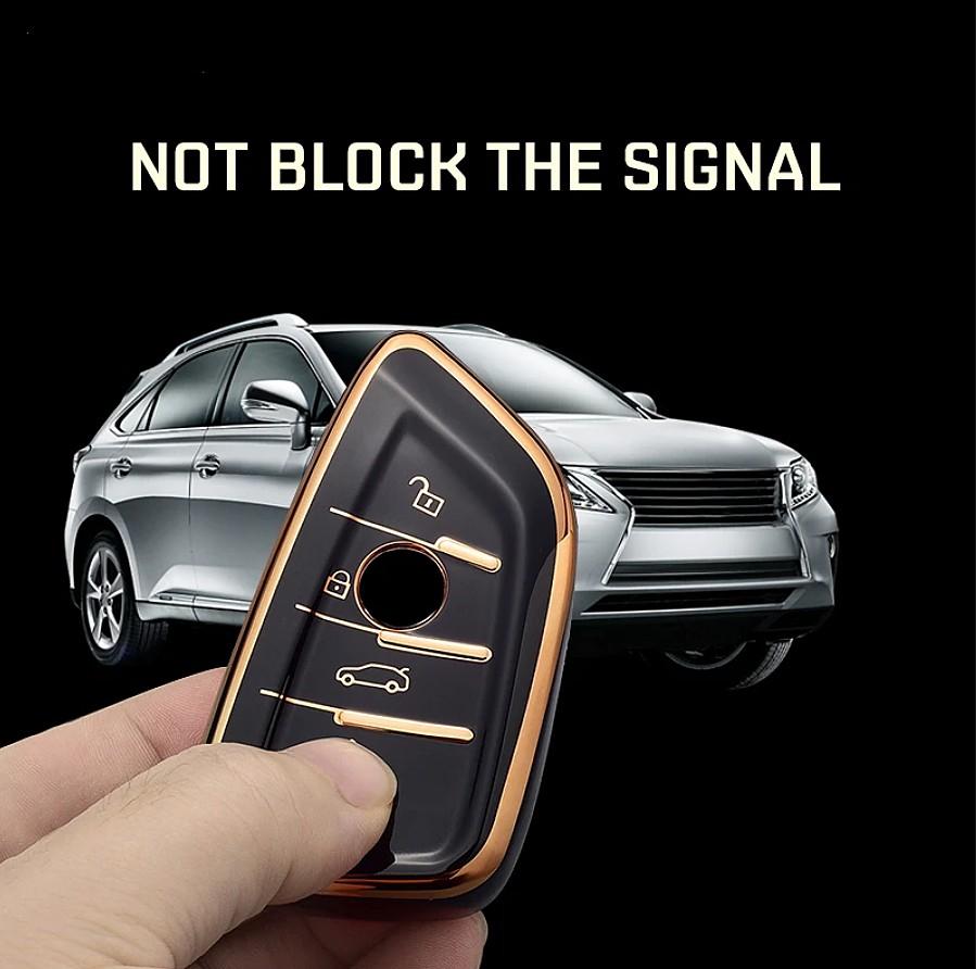 Чехол для ключей автомобиля из ТПУ с золотым краем, брелок для BMW X3 X5 X6 F30 F34 F10 F20 G20 G30 G01 G02 G05 F15 F16 1 3 5 7 серии