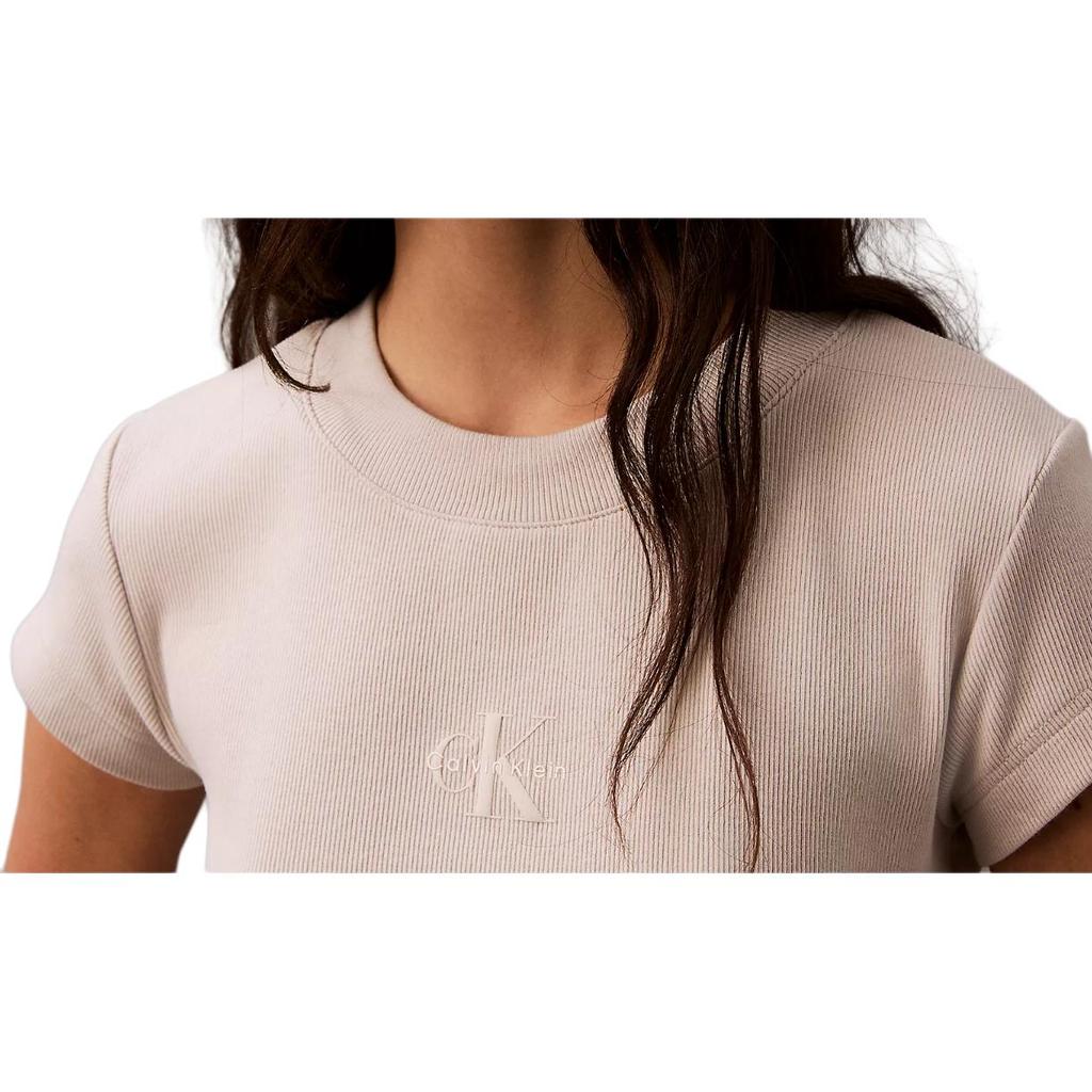 Calvin Klein Мягкая Дышащая Приталенная Футболка с Коротким Рукавом и Круглым Вырезом Женские Топы Серый 47AB802-230