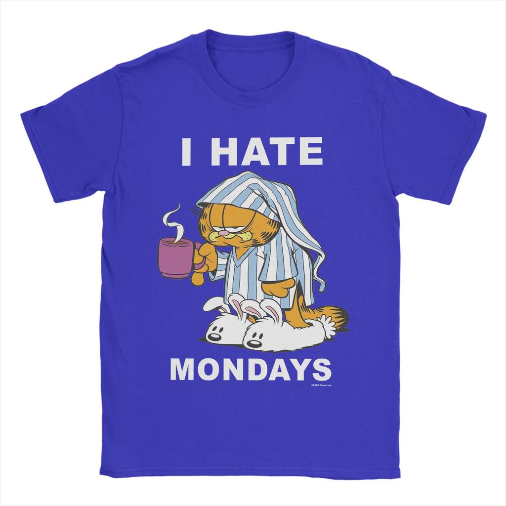 Leisure Garfields I Hate Mondays Coffee T-Shirt Men 100%Cotton Short Sleeve Round Neck Summer Tops Shirts