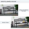 Metal Outdoor Bench with Liftable Middle Table. Patio Loveseat. Garden Bench for Garden. Porch. Seats 2–3 People. Black