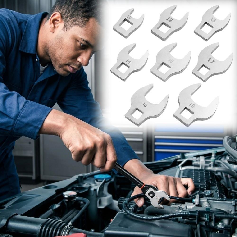 8Pcs Movable Head Nut Wrench Head 3/8" Replaceable Head 3/8" Drive Crowfoot Wrench Set  Tight Spaces