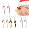 Рождественские серьги в виде леденца с разноцветными полосками, рождественские серьги-крючки, рождественские серьги-подвески