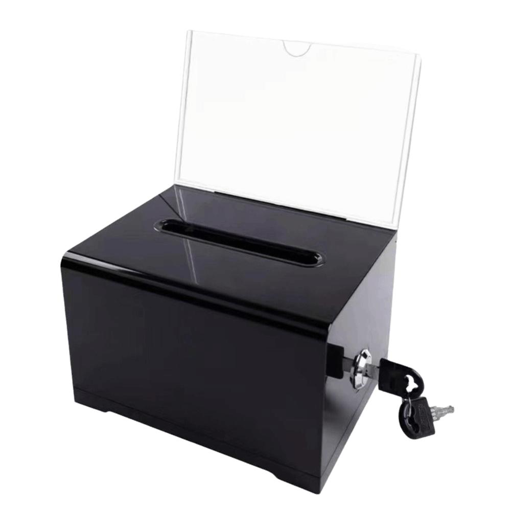 Solid Suggestion Box With Lock and Sign Holder Donation Box Plastic Container Tip Jar Charity