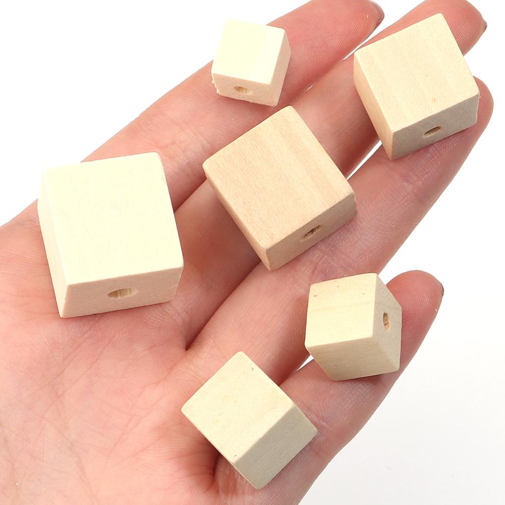 30pcs 10-20mm Natural Color Wooden Beads Square Wood Beads Loose Spacer Beads For Jewelry Making DIY Bracelet Necklace Crafts
