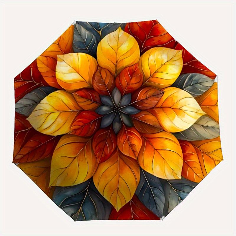 1 шт. Автоматический складной компактный зонт "Осенние листья", прочный купол на 8 спицах, легкий, портативный, для поездок на работу, подарок, 120