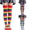 Overknee Rainbow Striped Stockings Cute Knee Thigh High Socks Striped Long Socks Fashion Show