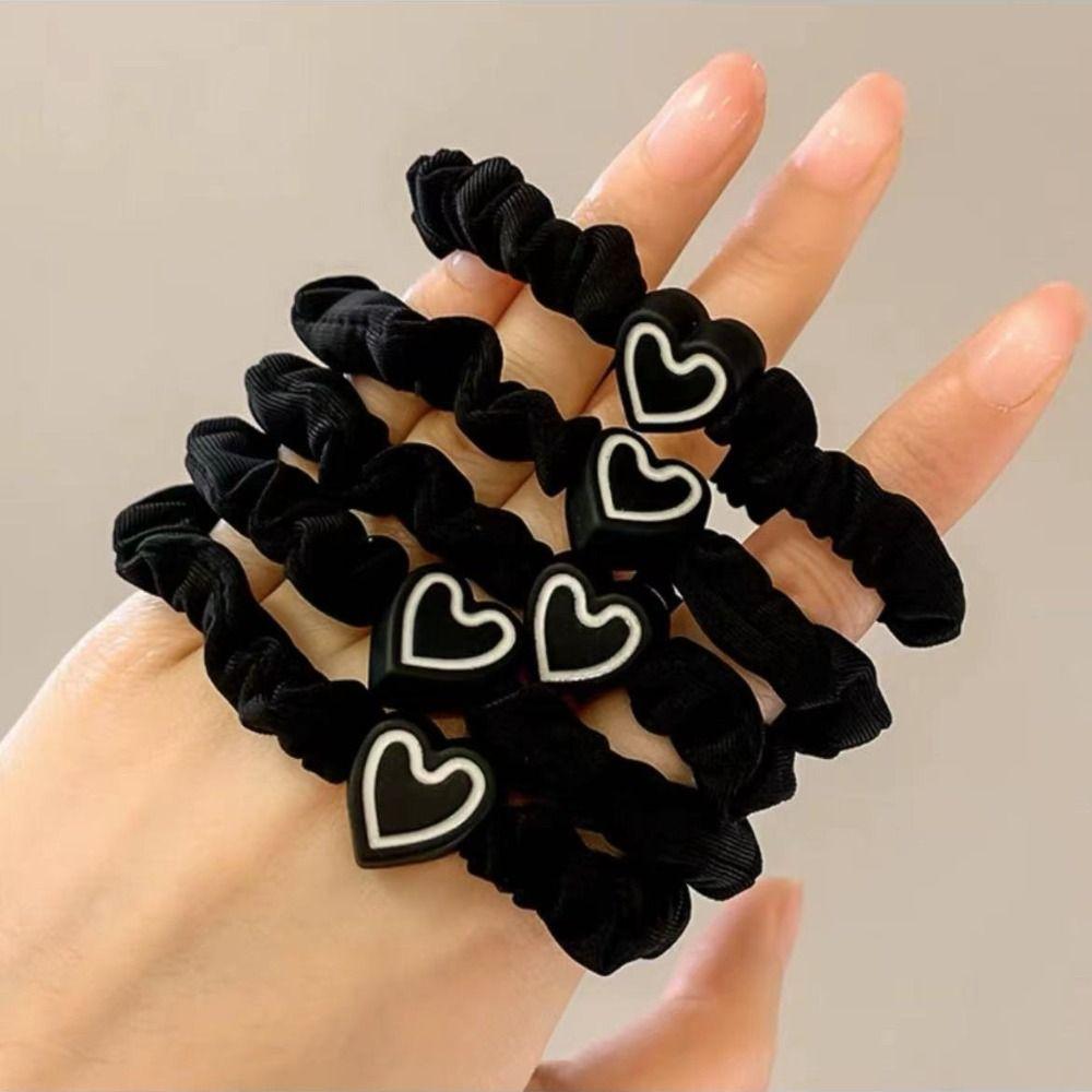 Heart Shape High Elastic Hair Rope Flannel Mini Hair Tie Durable Small Intestine Hair Band Woman's