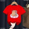 Funny T Shirt Capybara With Turtle Loves Bubble Milk Tea Printed T Shirt Girls/Boys Kawaii Kids Clothes Harajuku Shirt Tops