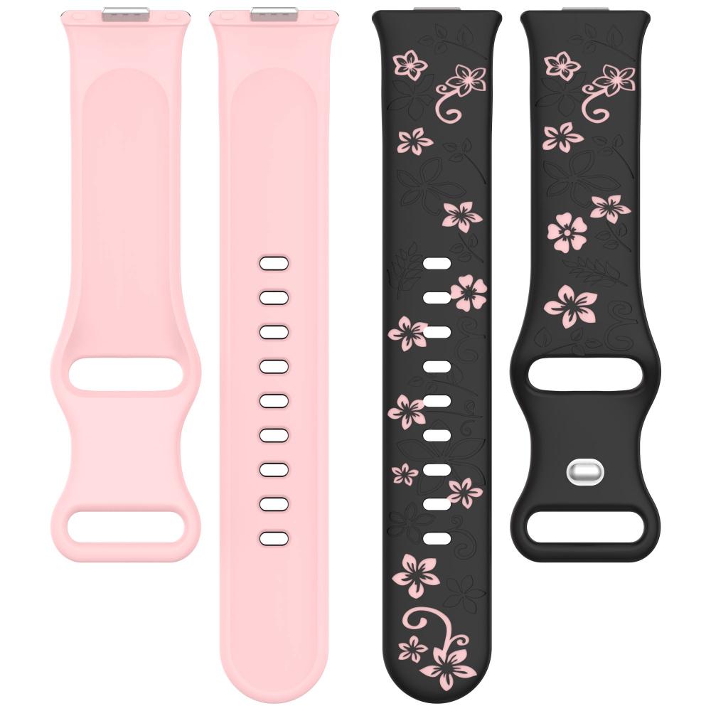 Two‑Color Embossed Floral Silicone Watch Band with Butterfly Clasp for Huawei Watch Fit 3 / 4 / 5 / 4 Pro / 5 Pro