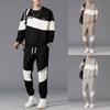 Мужской повседневный спортивный костюм на весну и осень, модный свитер с длинными рукавами + брюки из двух частей