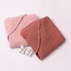 Pure Cotton Hooded Baby Swaddle Towel - Solid Color Gauze