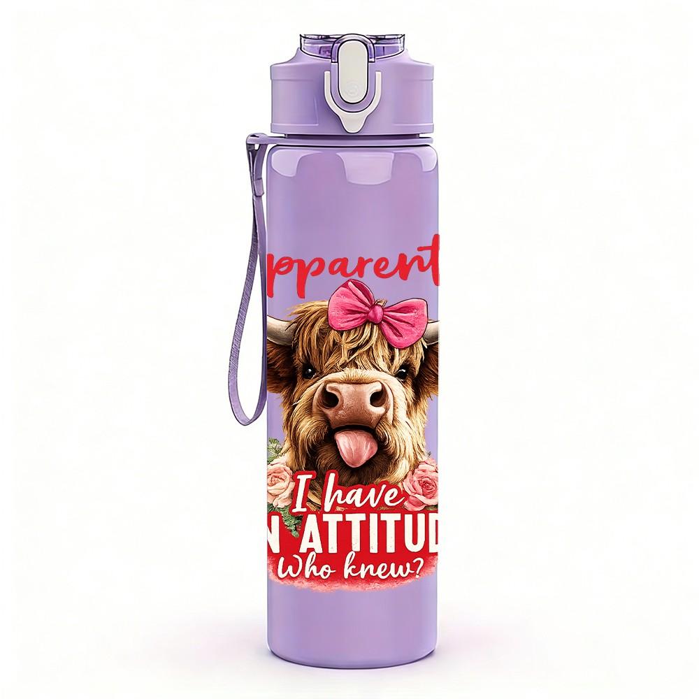 1PC Cowgirl Western Attitude Quote Print 750ml Color Plastic Sports Water Bottle Leakproof Flip Straw Lid Suitable for Sports Office Home Use