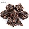 7 Pcs Copper Metal Dice Circular Hollow Metal Polyhedral Dice Set Suitable for Role-Playing RPG Board Game Card Game