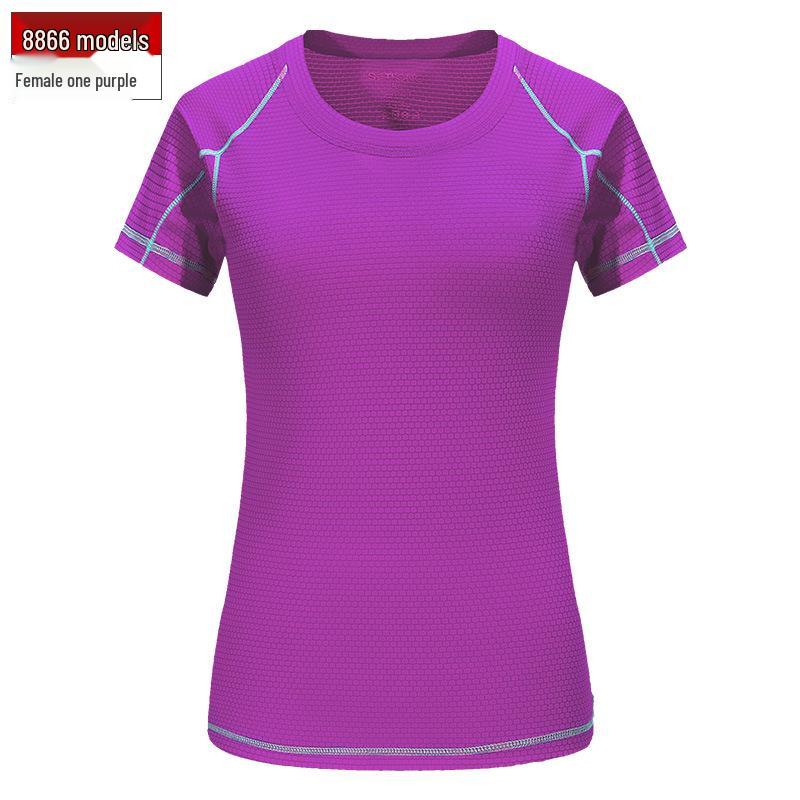 Women's Ice Silk Quick-Dry Summer T-Shirt - Moisture-Wicking, Round Neck, Short Sleeve - Ideal for Running or Fitness
