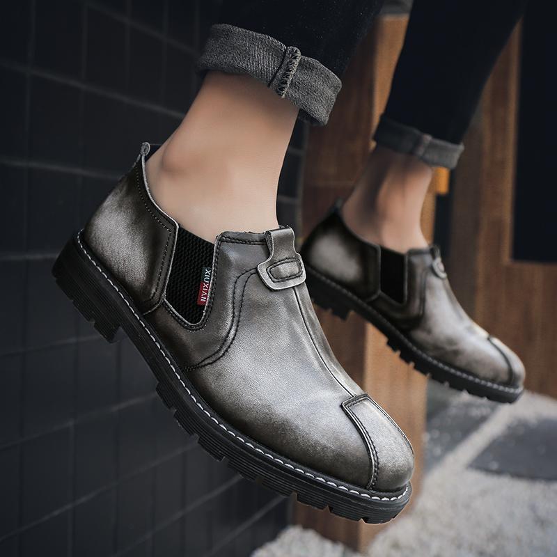 2024 New Autumn Chelsea Boots Men Fashion Casual Men Shoes British Male Ankle Boots Comfortable Waterproof Flat Shoes Male