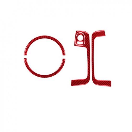 Red Carbon Fiber Car Inner Door Switch Frame + Handle Sticker For Fiat 500 12-15