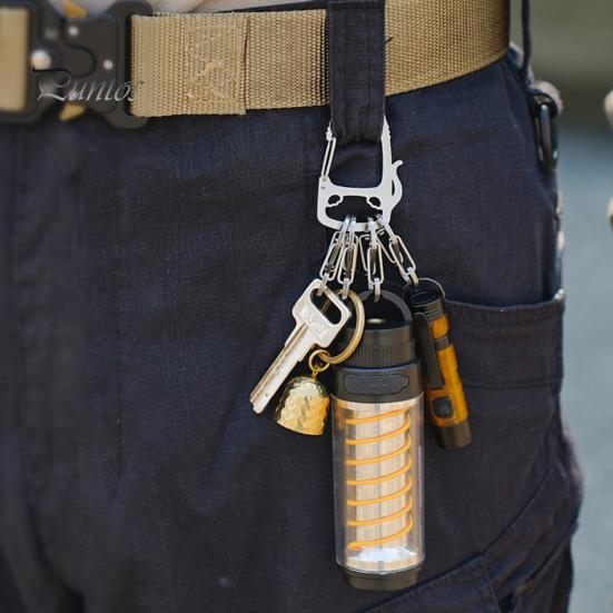 Брелок Lucky Cat из нержавеющей стали со съемными S-образными крючками, прочный портативный держатель для ключей для кемпинга на открытом воздухе, металлическая подвесная пряжка-карабин