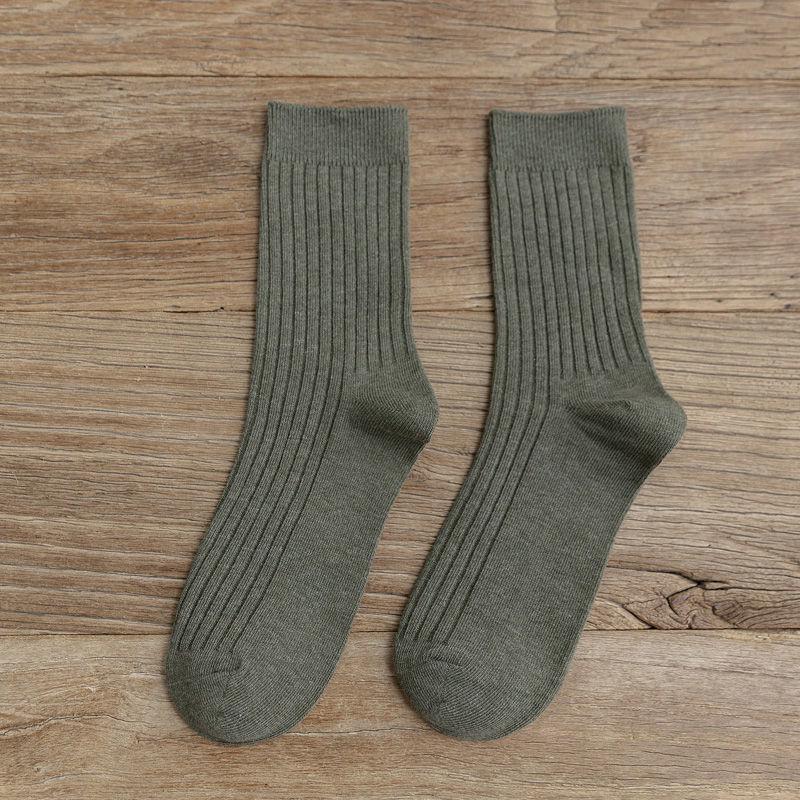 Women's Retro Forest Style Cotton Mid-Tube Socks - Versatile Solid Color for Autumn & Winter, Japanese-Style Long Pile Socks