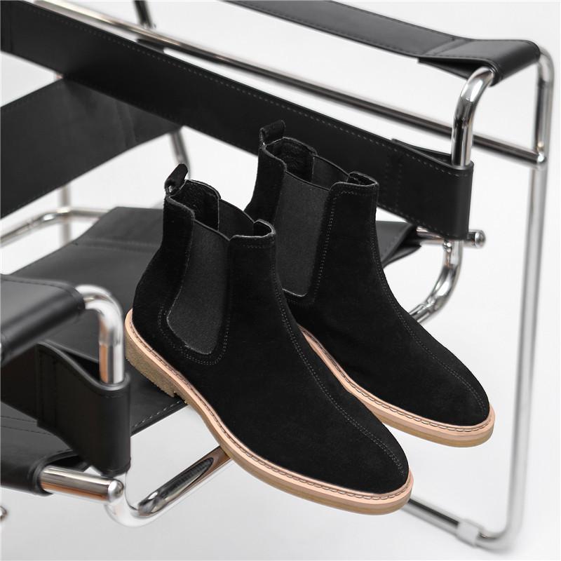 Luxury Brand Cow Suede Leather Chelsea Boots Men Shoes 2022 Newest Winter Business Casual Ankle Boots For Men Fashion Dress Shoes