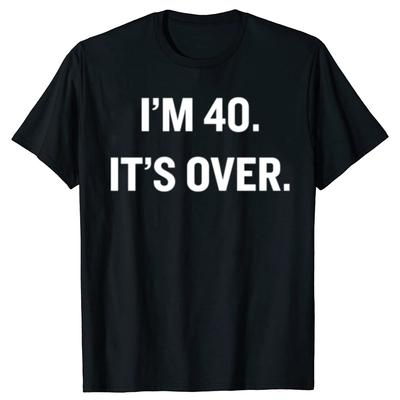 Смешная футболка 'Мне 40, это конец' Подарки на 40-летие Летняя с принтом Уличный стиль Короткий рукав 1985 40 лет Футболка Мужская одежда