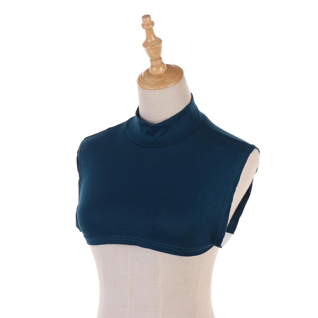 New Womens Muslim Modal Fake False Collar Islamic Hijab Extensions Turtleneck High Neck Cover Warmer Bright Solid Color Half Top