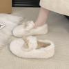 Fairy Wind Bow Fluffy Single Shoes Female 2025 Autumn and Winter New Outer Wear Velvet Warm Gentle Single Shoes Doudou Shoes