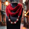 Vintage Style Women's Scarf Necklace Breathable Ethnic Necklace Scarf Beaded Pendant Scarf  Dancers