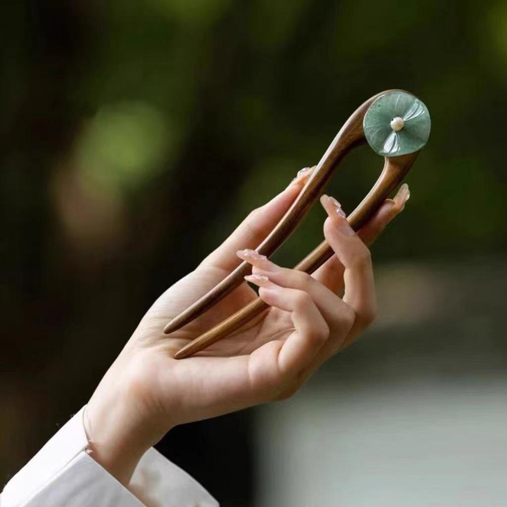 Деревянные палочки-вилки для волос в форме U, синие бабочки и цветочные дизайны, женские, для девочек, украшение для пучка волос, летний держатель для хвостика