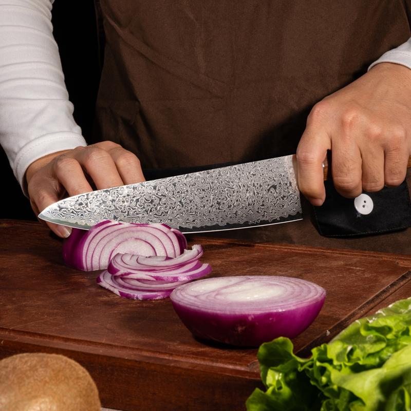8.3 Inch Chef Knife 67-layers Damascus VG-10 Steel Blade Sharp Slicing Cleaver Japanese Kitchen Knives Hexagonal Rosewood Handle