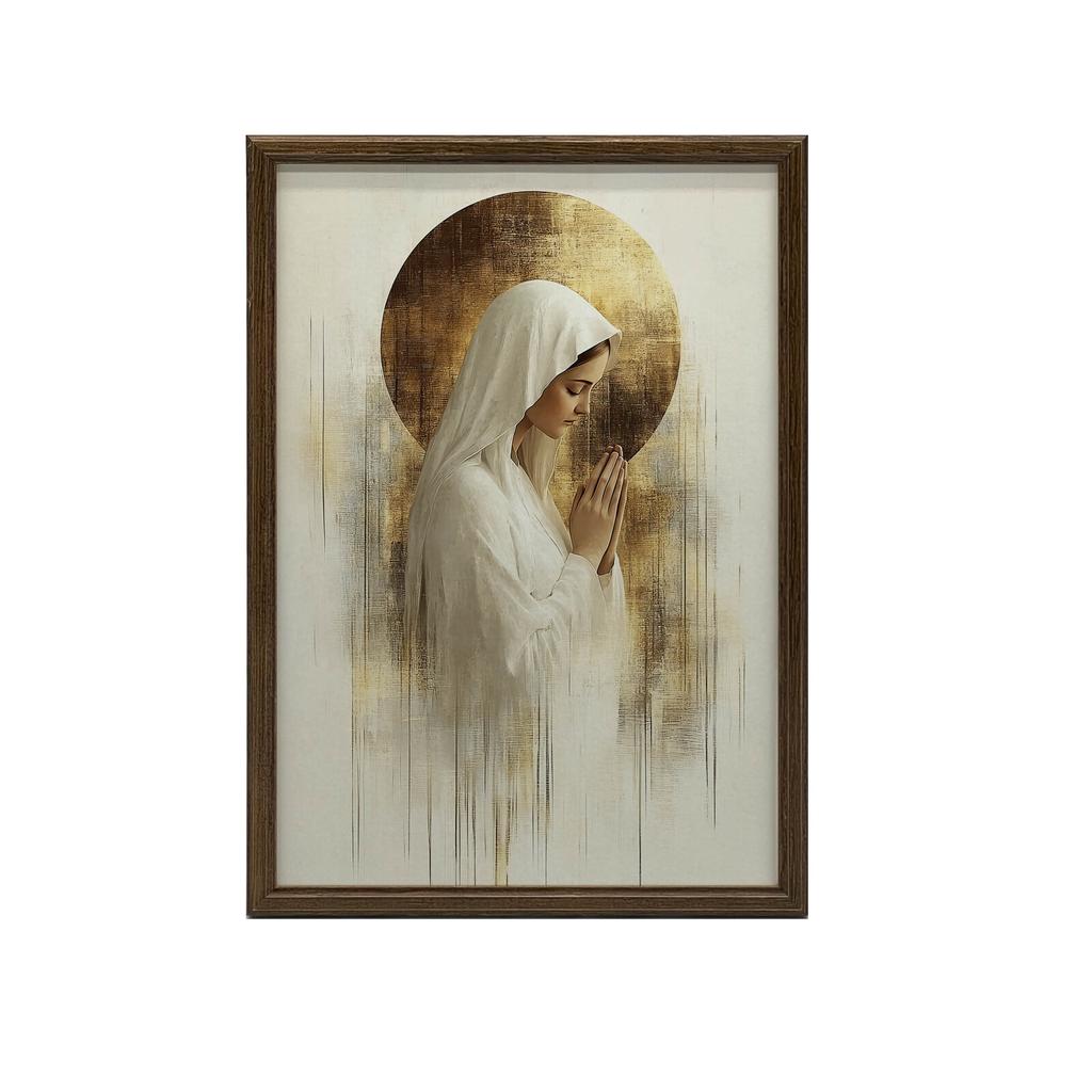 Modlitwa W Ciszy - Maryja Modlitwa W Ciszy - Maryja, 40X50 Cm, Rama Aluminiowa Złota, Papier Matowy 230 Gsm