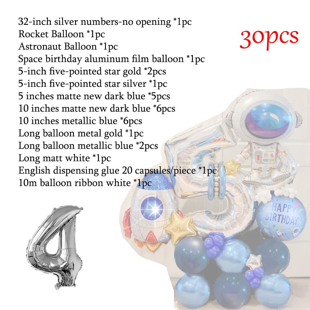 Outer Space Theme Party Astronaut Rocket Number Foil Balloons Boy Birthday Party Decorations Kids Baby Shower Supplies