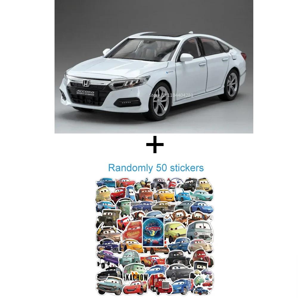 1:24 Honda Accord Models Toys Alloy Diecast Cars Front Wheel Steering Doors Opened Sound Light Pull Back Vehices Friend's Gifts