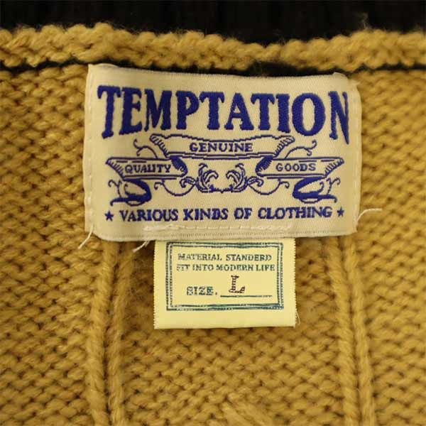 TEMPTATION Кабель Вязаный свитер с длинным рукавом и V-образным вырезом L Коричневый Мужской Б/У