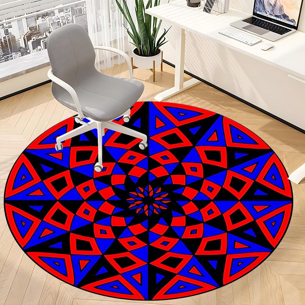 1pc Geometric Mandala Pattern Chair Carpet for Office Non-Slip, Machine Washable Rug for Office, Room - Holiday Decor, Machine Made yy251016168