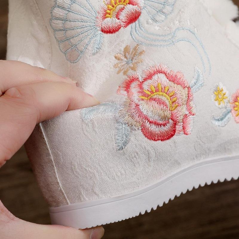 Женские зимние теплые повседневные ботильоны, нескользящие зимние ботинки с флисовой подкладкой, высокие ботинки, удобные вышитые короткие ботинки с подкладкой из искусственного меха для женщин