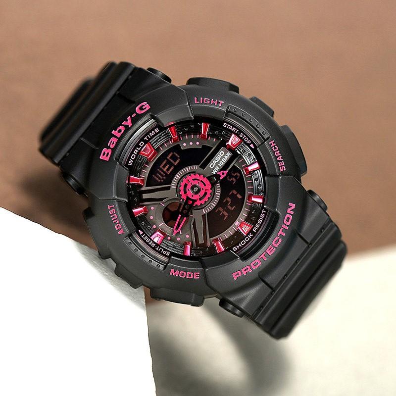 Casio Серия BABY-G Серия BABY-G Уличный флуоресцентный контраст цветов Водонепроницаемый Антимагнитный Кварцевый механизм Японские и корейские женщины's BA-111-1A