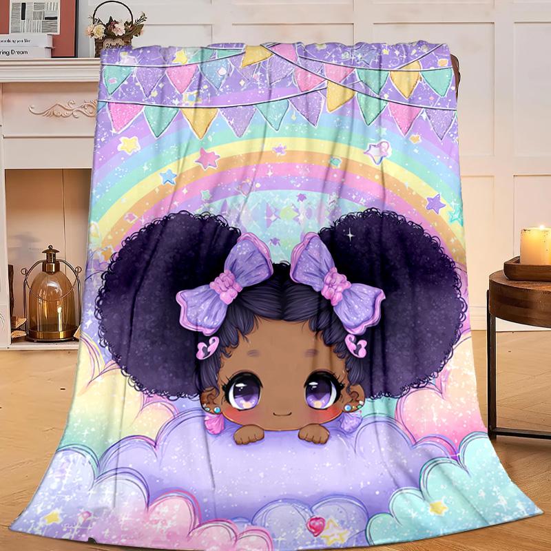 1PC Black Princess Magic Celebration Flannel Blanket Gift, Suitable for Both Men And Women, Soft Ideal for Beds And Sofa, Birthday Or Christmas Gift