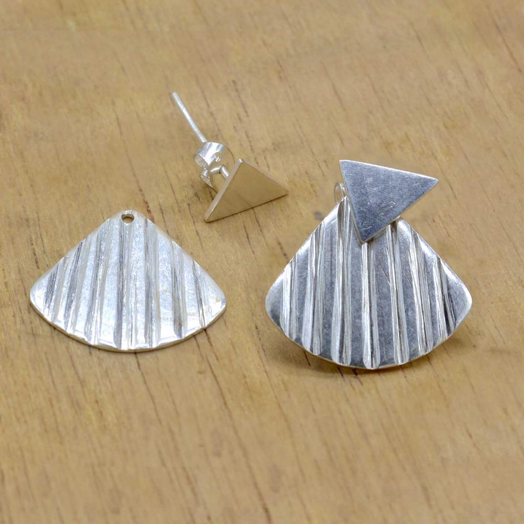 Серьги-жакеты из стерлингового серебра 925 пробы, серьги-гвоздики ручной работы спереди и сзади, подарок для нее