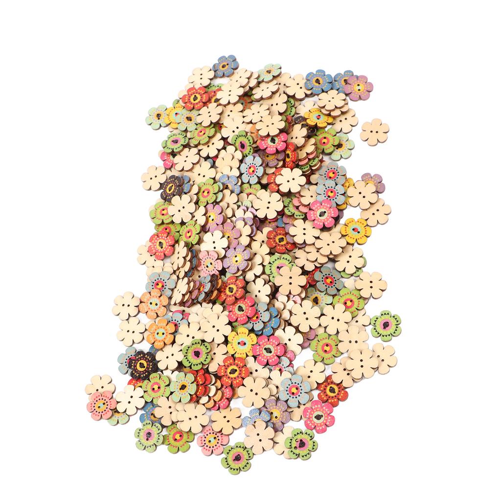 Flower Buttons Retro Rich   Vivid Colors   Wood Wide Application Craft Buttons for Clothing Bag
