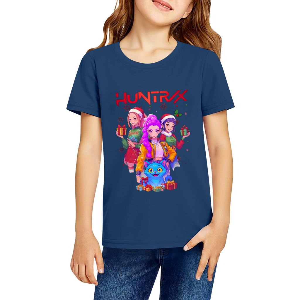 Fashionable Round Neck Short Sleeve Work Clothes Printed Tops For KID Summer Tops