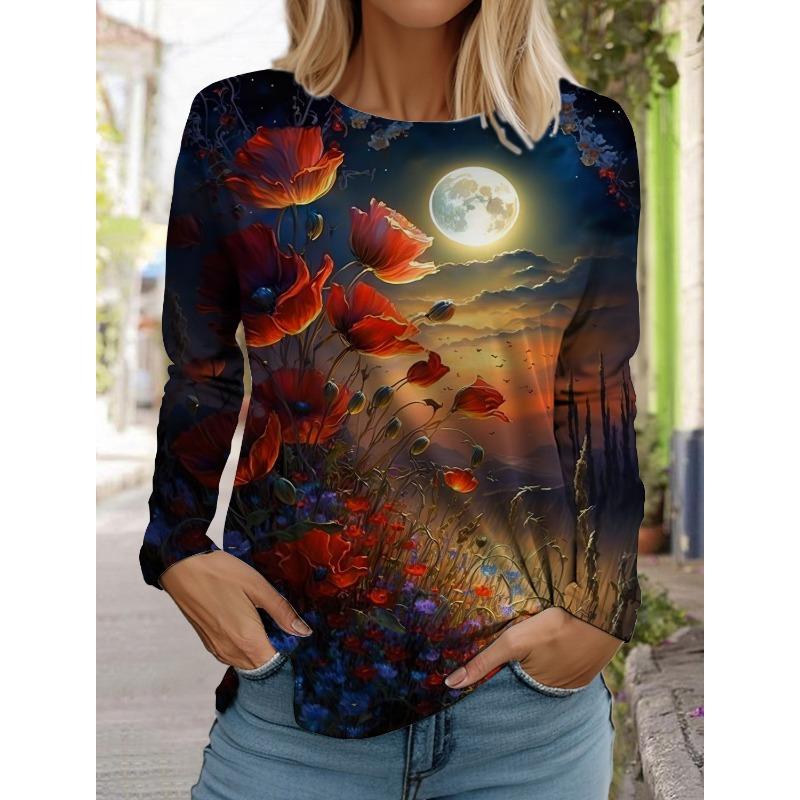 Модная женская футболка с длинным рукавом с цветочным узором, толстовка для девочек в стиле Харадзюку, одежда для взрослых с 3D-принтом в виде бабочки, женские топы, футболки