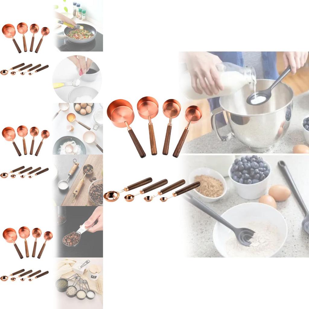 Rose Gold Stainless Steel Measuring Tool Kit With Graduated Cups And Spoons For Kitchen